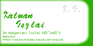 kalman iszlai business card